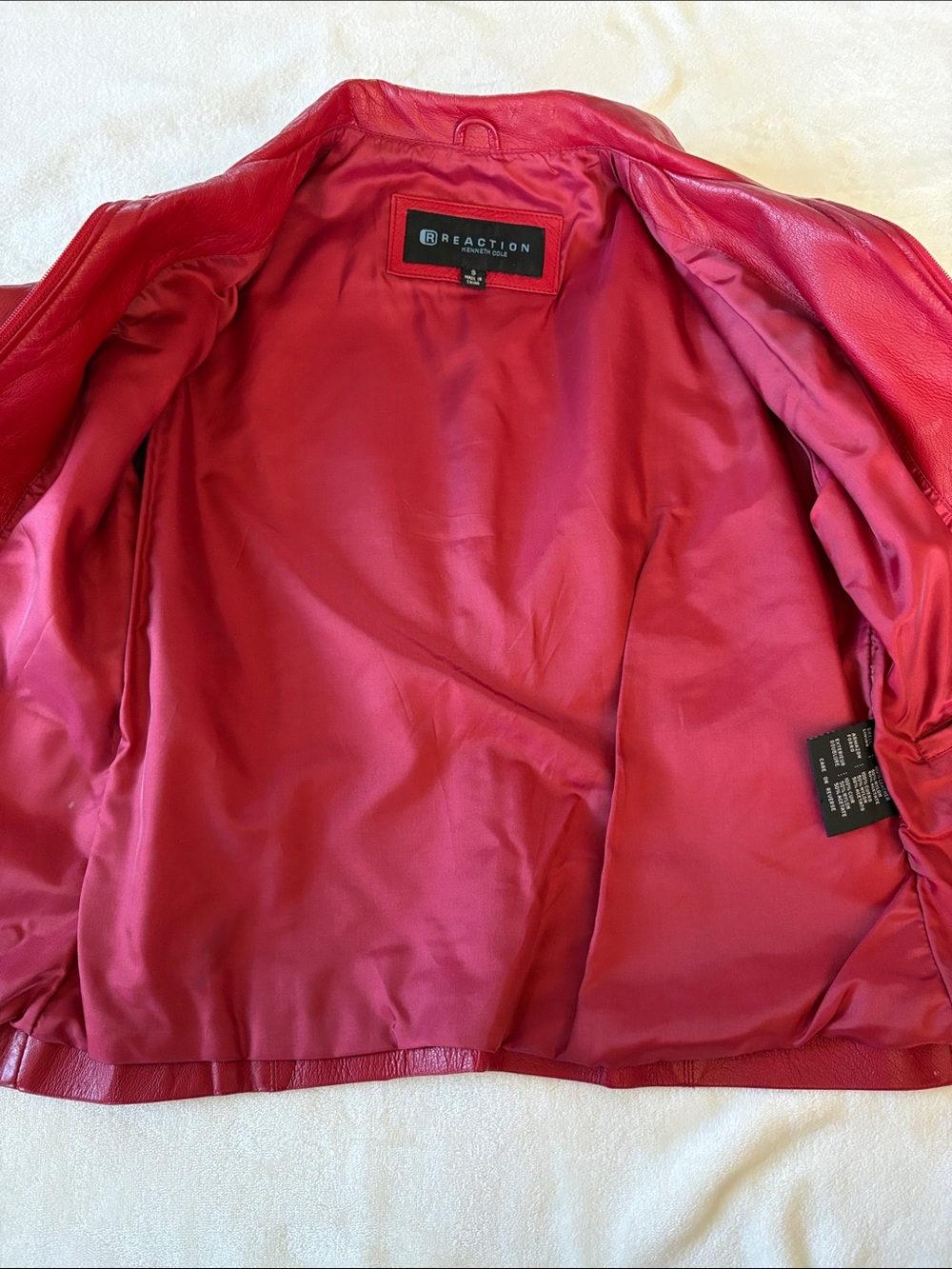 Kenneth Cole Reaction Red LEATHER Jacket Small - Picture 4 of 11